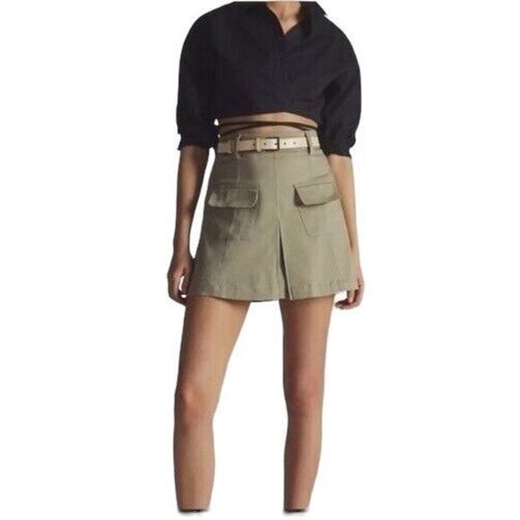 Anthropologie Dresses & Skirts - Anthropologie‎ Porridge Tan Utility Pleat-Front Mini Skirt Pockets 1x